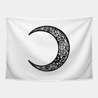 Black Henna Crescent Moon Tapestry