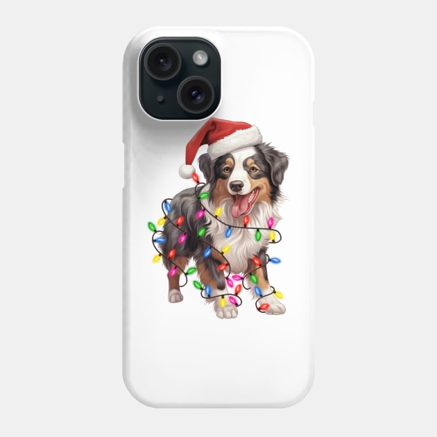 Christmas Australian Shepherd Phone Case by Chromatic Fusion Studio