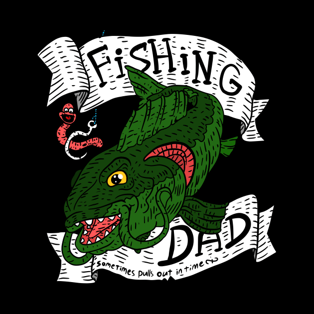 fishing dad. gift for fathers. fishing artwork by JJadx. by JJadx