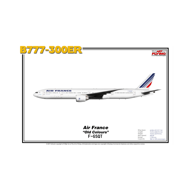 Boeing B777-300ER - Air France "Old Colours" (Art Print) by TheArtofFlying