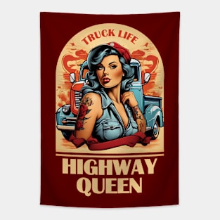 Highway Queen - Trucker Girl Tapestry