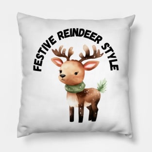 Festive Reindeer Style, Winter, Christmas Pillow