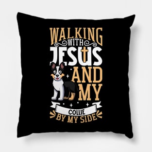 Jesus and dog - Smooth Collie Pillow