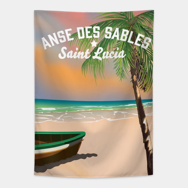 Anse Des Sables Beach Tapestry by nickemporium1