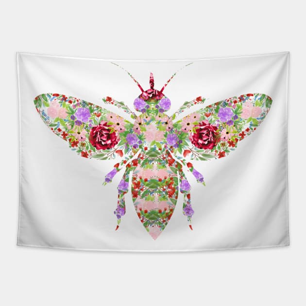 Floral Worker Bee Tapestry by tribbledesign