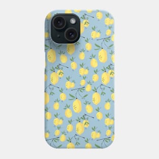 Lemon Pattern on Blue Phone Case