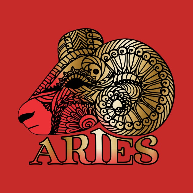 Aries ram astrology zodiac birth sign sun sign faux gold by BigMRanch