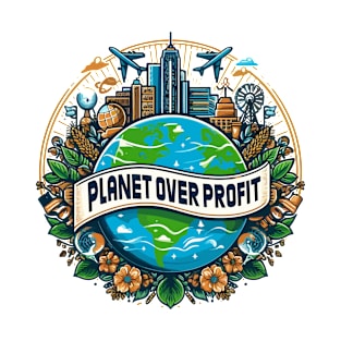 Planet Over Profit Love Your Mother Earth Nature Planet Cute Environmentalist T-Shirt