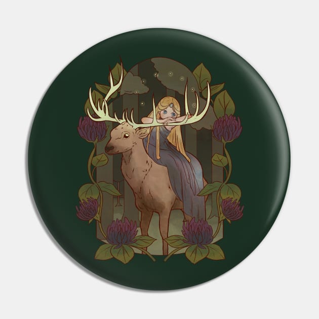 Fairy ridding a Deer Cute Fairy Tale Magical Forest Pin by Kali Space