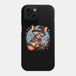 Devon Rex Cat Playing Guitar Phone Case