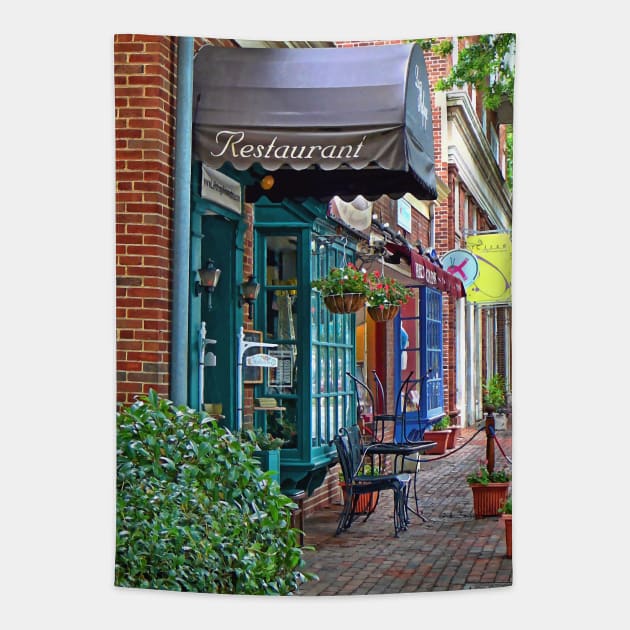 Alexandria VA - Restaurant With Brown Awning Tapestry by SusanSavad