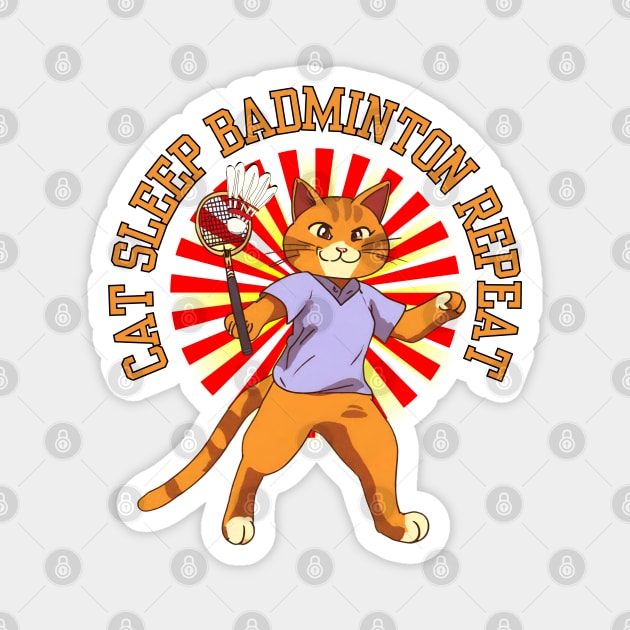 Cat Sleep Badminton Repeat Magnet by Millusti