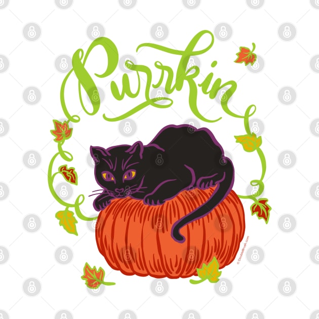 Funny Halloween Black Cat on Pumpkin Purrkin Fall Autumn by DoubleBrush