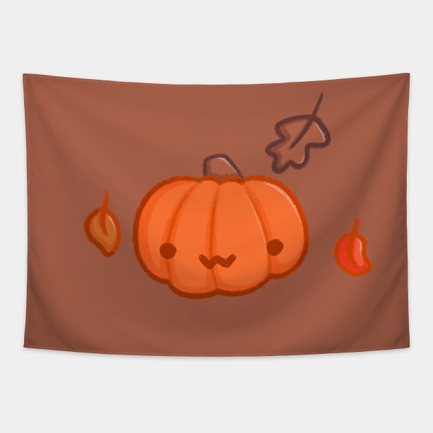 Super Cute Autumn Pumpkin - Kawaii Pumpkin Tapestry by perdita00