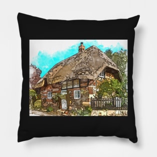 Thatched Cottage - English Village Pillow