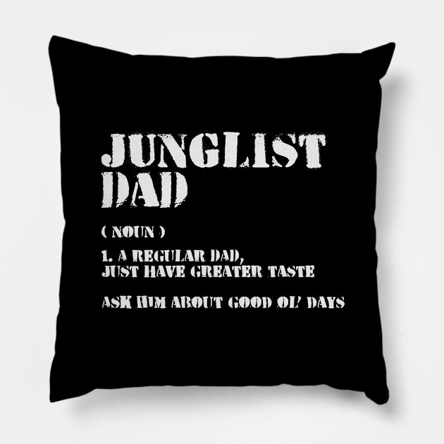 Junglist Dad Description ( Funny Jungle Raver Father ) Pillow by Wulfland Arts