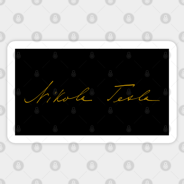 Nikola Tesla - Signature - Old Gold - TP - Nikola Tesla - Sticker