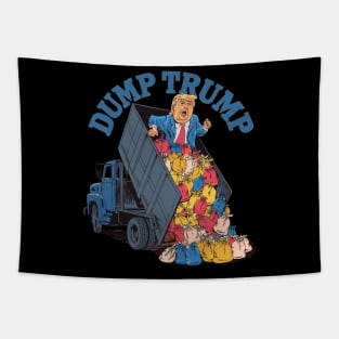 Dump Trump, Trump Getting Dumped out the Garbage Truck Tapestry
