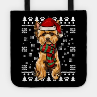 Yorkshire Terrier Dog Santa Hat Xmas Ugly Christmas Tote