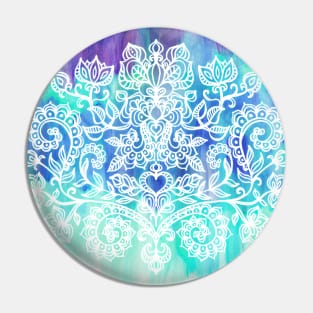 Indigo & Aqua Abstract Pin