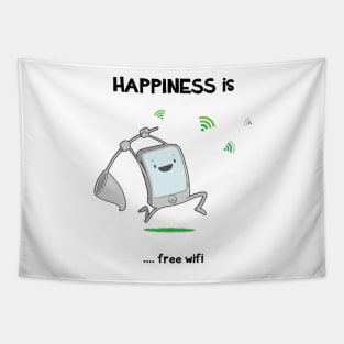 Happiness is free wifi Tapestry