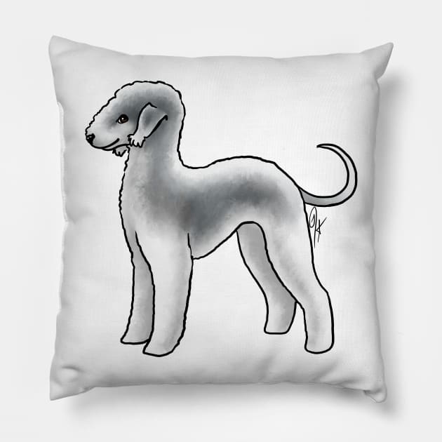 Dog - Bedlington Terrier - Clipped Blue and White Pillow by Jen's Dogs Custom Gifts and Designs