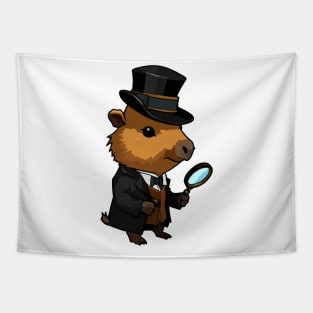 Cute Detective Capybara Tapestry