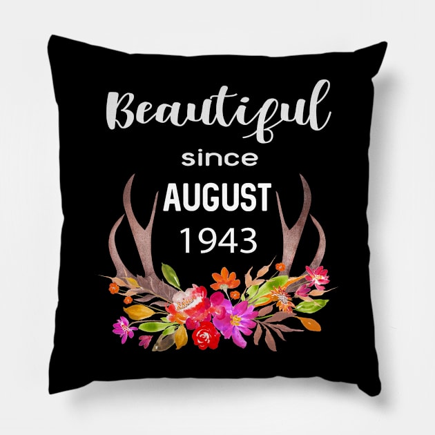 Deer Antler Elk Hunting Flower Horn Beautiful Since August 1943 Pillow by familycuteycom