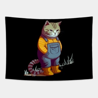 Funny Cat Farmer Meme Cowgirl Cowboy Country Tapestry