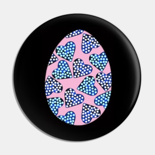 Easter egg - with marble dotted hearts on pink, isolated on black background. Polka-dot. Holiday, Valentine's day mood. Design for background, cover and packaging, Easter and food illustration, card. Pin