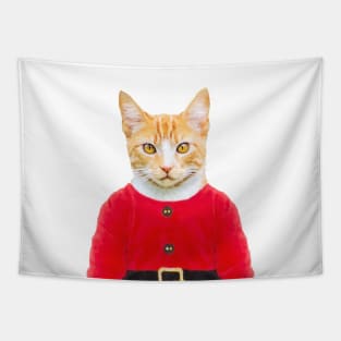 Festive Elf Ginger Cat Tapestry