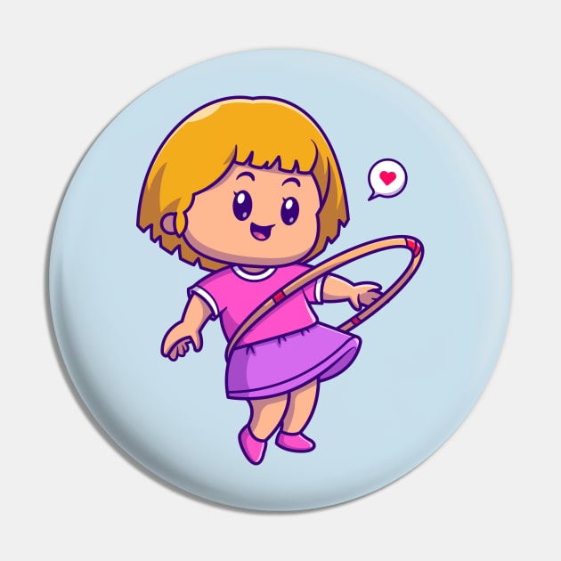 Cute Girl Playing Hula Hoop Cartoon Pin by Catalyst Labs