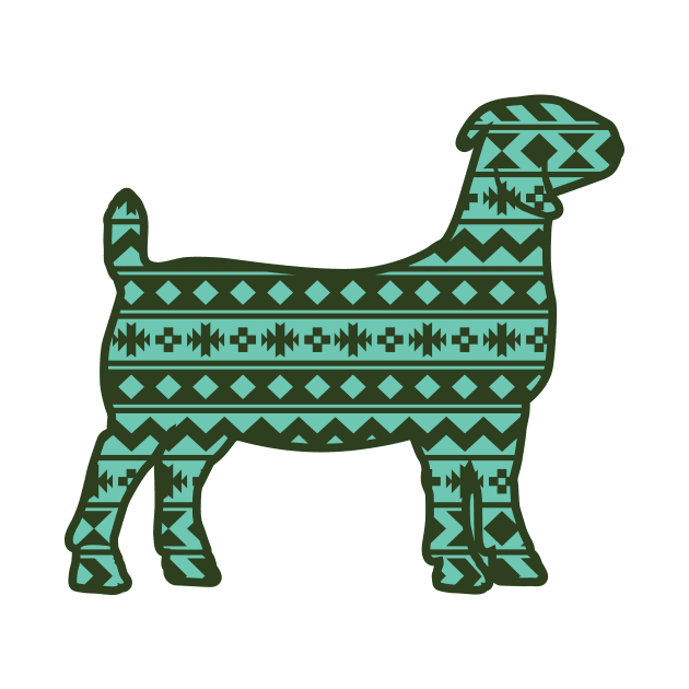 Show Boer Goat with Green Southwest Aztec Pattern by SAMMO