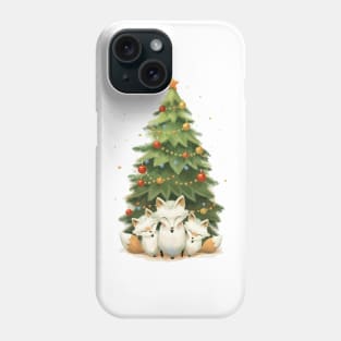 Festive Fox Trio Beneath the Christmas Tree Phone Case