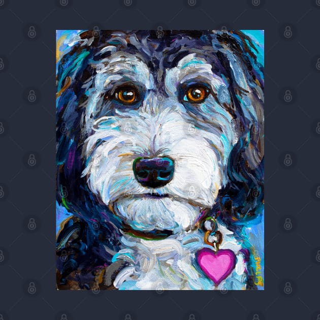 Tuxedo Aussiedoodle Dog by Robert Phelps by RobertPhelpsArt