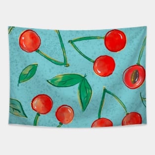 Watercolor Cherries Tapestry