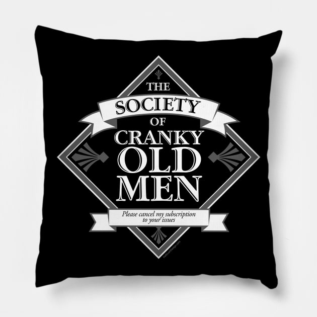 Society of Cranky Old Men Pillow by eBrushDesign