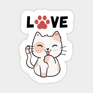 LOVE KITTY DESIGN WITH PAW PRINT Magnet