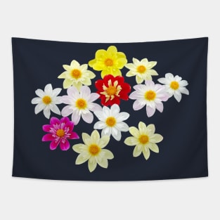 Collarette Dahlias Floral Photo Cutout Tapestry