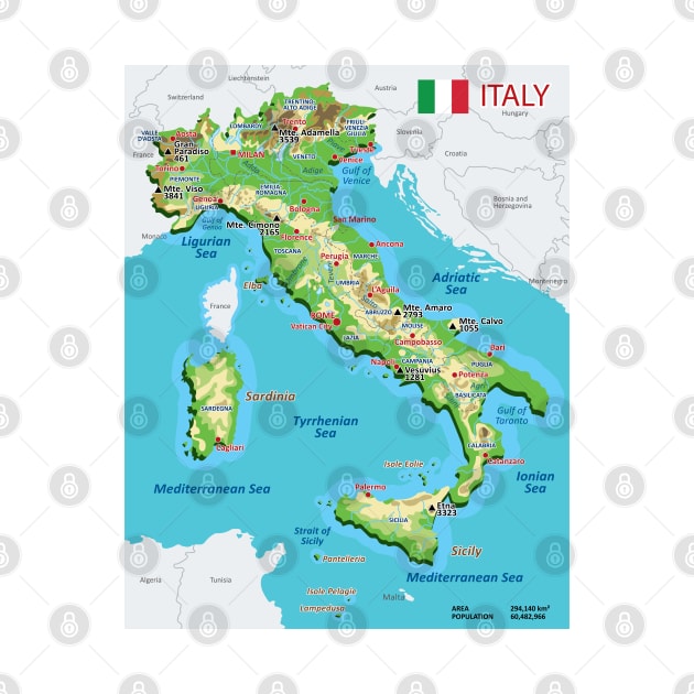 Geographic map of Italy by AliJun