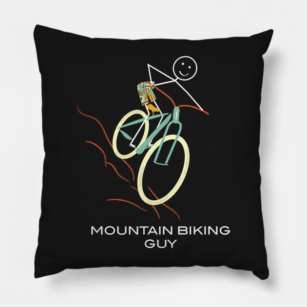 Funny Mens Mountain Biking design Pillow by whyitsme