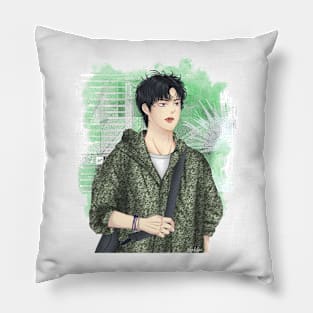 Boy on Green Pillow