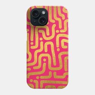 Pink Gold colored abstract lines pattern Phone Case