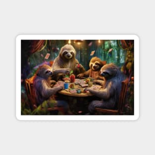 Chill & Play: Slothful Game Night with Laid-Back Sloths Magnet