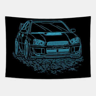 Subie Impreza WRX Blobeye Lineart Blueprint Tapestry