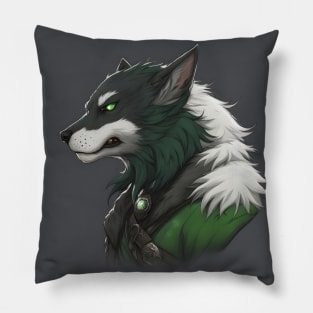 werewolf fantasy art green Pillow