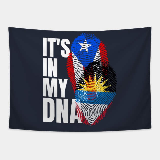 Antigua Plus Puerto Rican Mix DNA Flag Heritage Gift Tapestry by Just Rep It!!