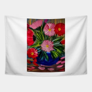 Red and pink abstract flowers Tapestry