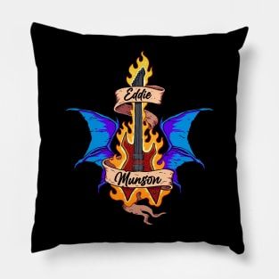 Eddie Munson`s Fiery Guitar Pillow