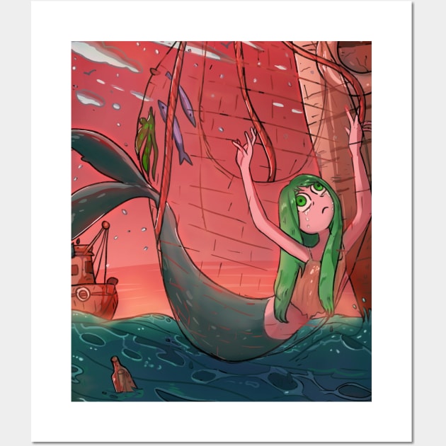 The Little Mermaid Stuck in a Fishing Net : r/AIPix